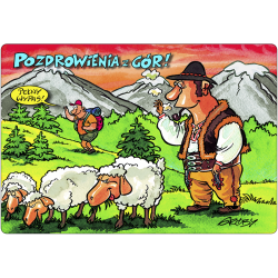 Magnes humorystyczny 94x64 mm - Pozdrowienia z gór - Pełny wypas